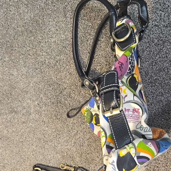 Vintage Coach CO6Q-1485 Multicolor Logo Y2K Women's Bag Tote Purse - Picture 10 of 15